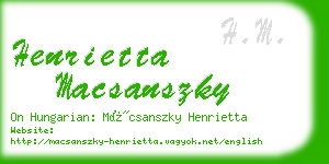 henrietta macsanszky business card